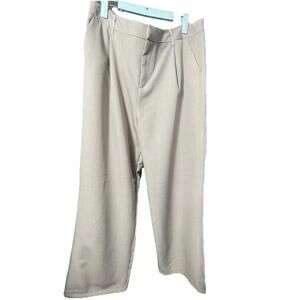 Streetwear Society Taupe Pinstripe Wide Leg Pants Workwear Y2K Minimalist Chic L